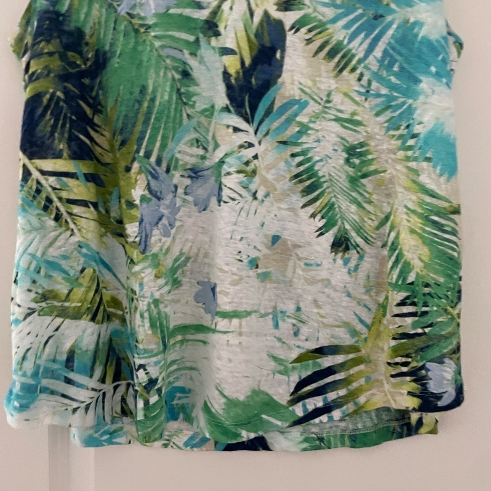 J. Jill Love Linen Tropical Palm Print Tank Top - Picture 4 of 9